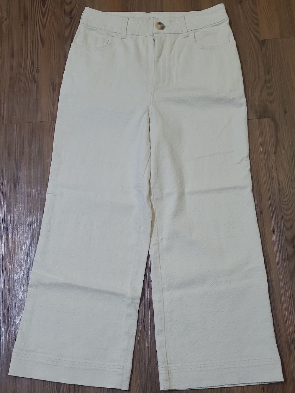 Pilcro Cream Wide-Leg High-Rise Jeans
